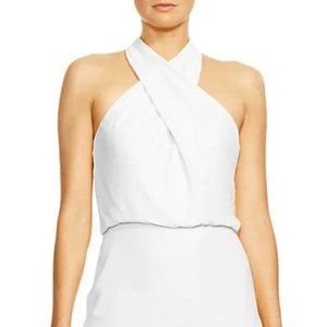 Halston Sleeveless Crossover Halter Sheath Dress